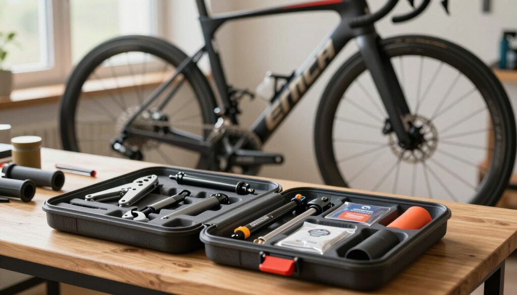 Organized emergency tool kit for bike racing Organized emergency tool kit for bike racing