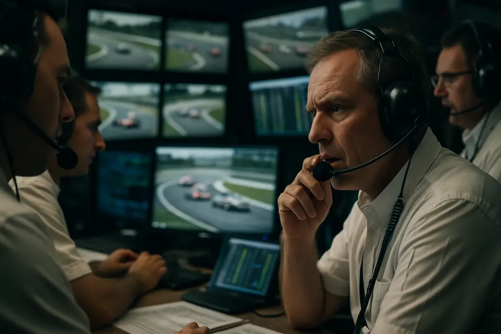 IMSA new rules discussion beside a sports car garage before a race